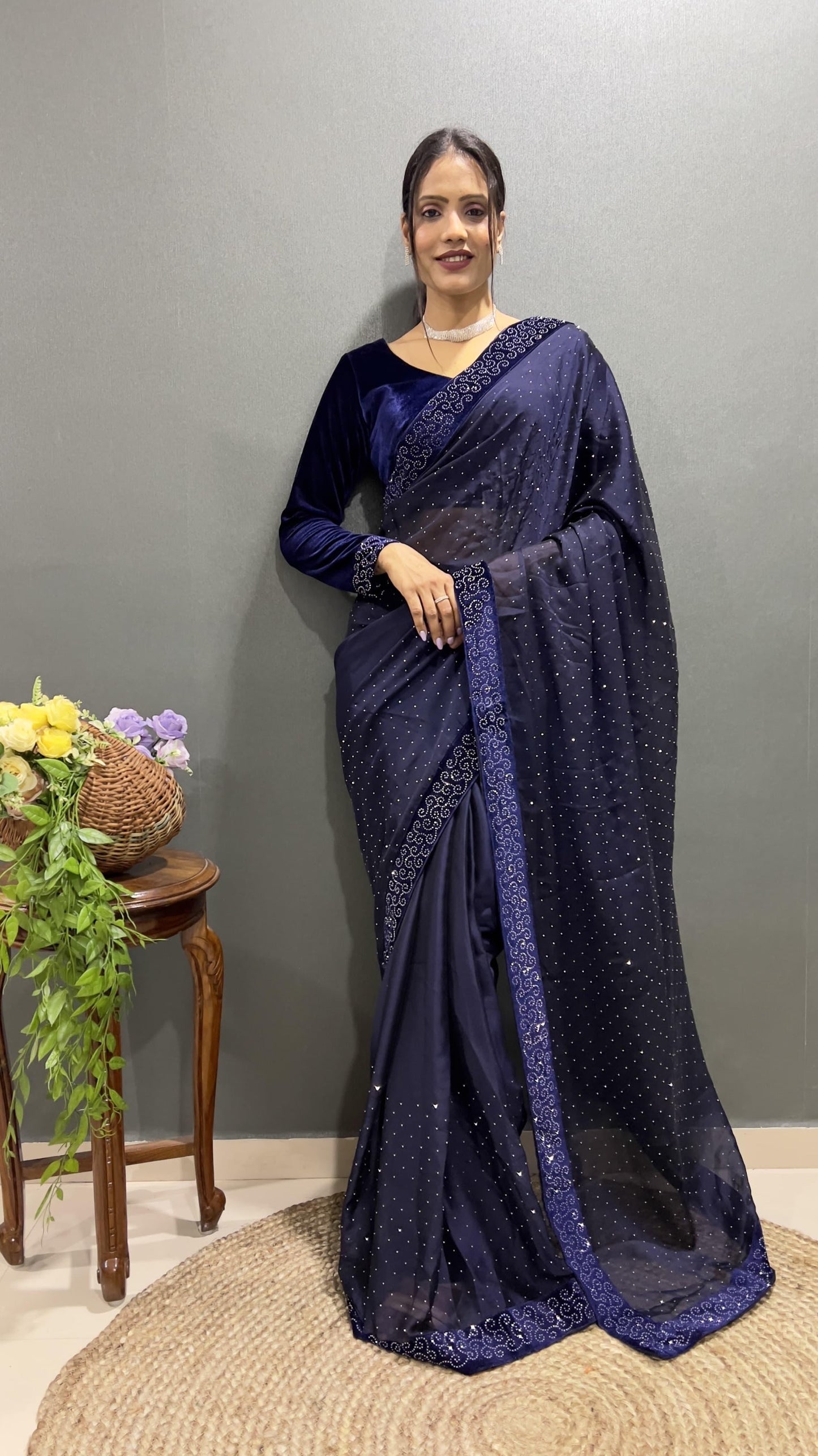 Ready to wear saree with swaroski work