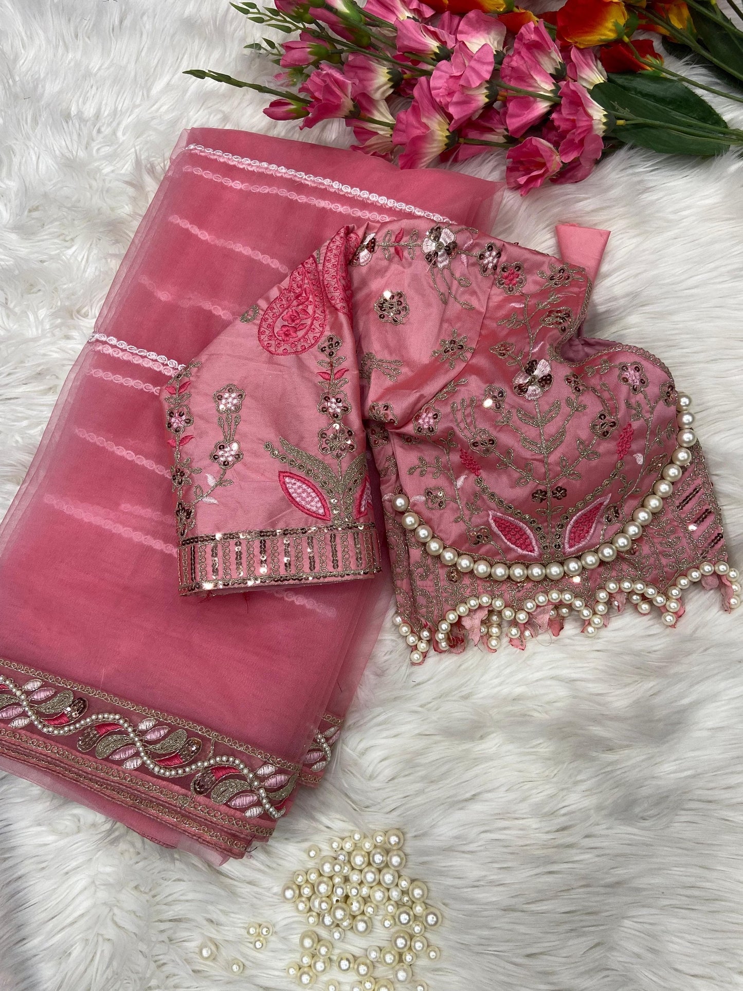 Premium Net Embellished With Beautiful Embroidery,Dori And Sequins