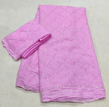 Chiffon saree with jaal handwork