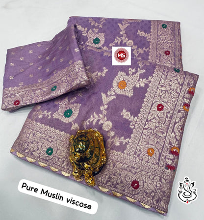 MUSLIN VISCOSE SAREE