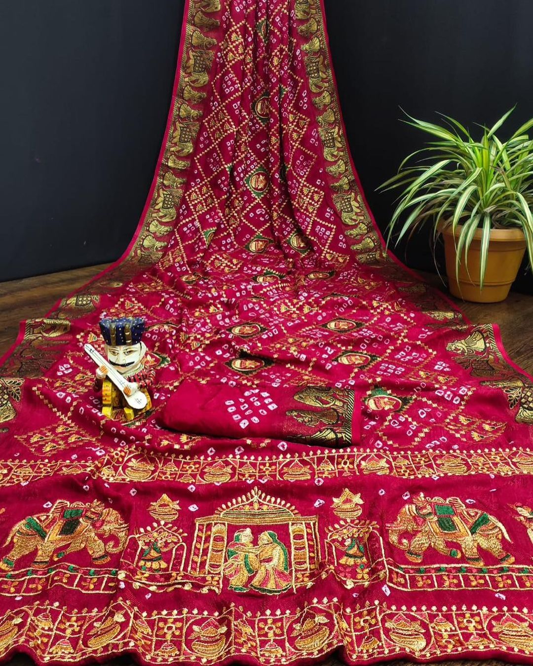 Art Silk Dolly Work Bandhej