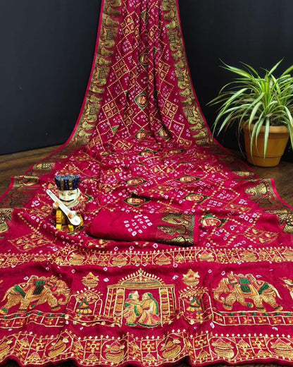 Art Silk Dolly Work Bandhej