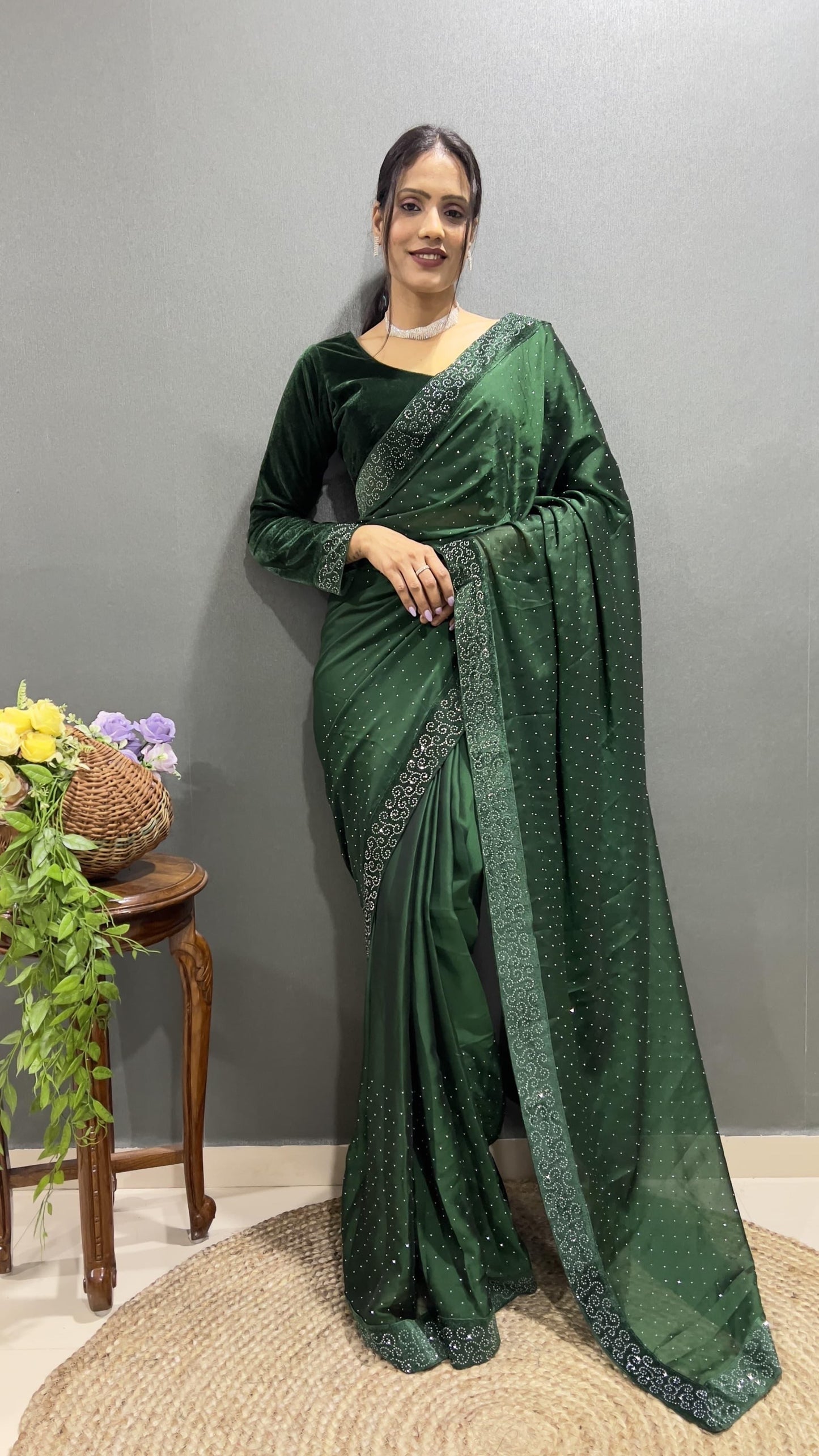 Ready to wear saree with swaroski work