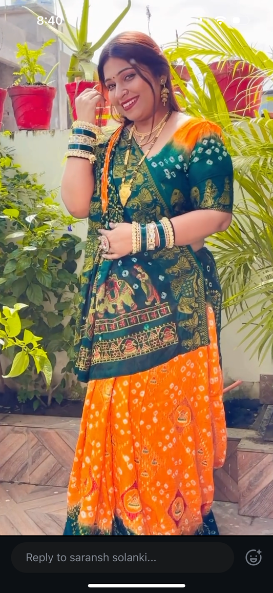 Art Silk Dolly Work Bandhej