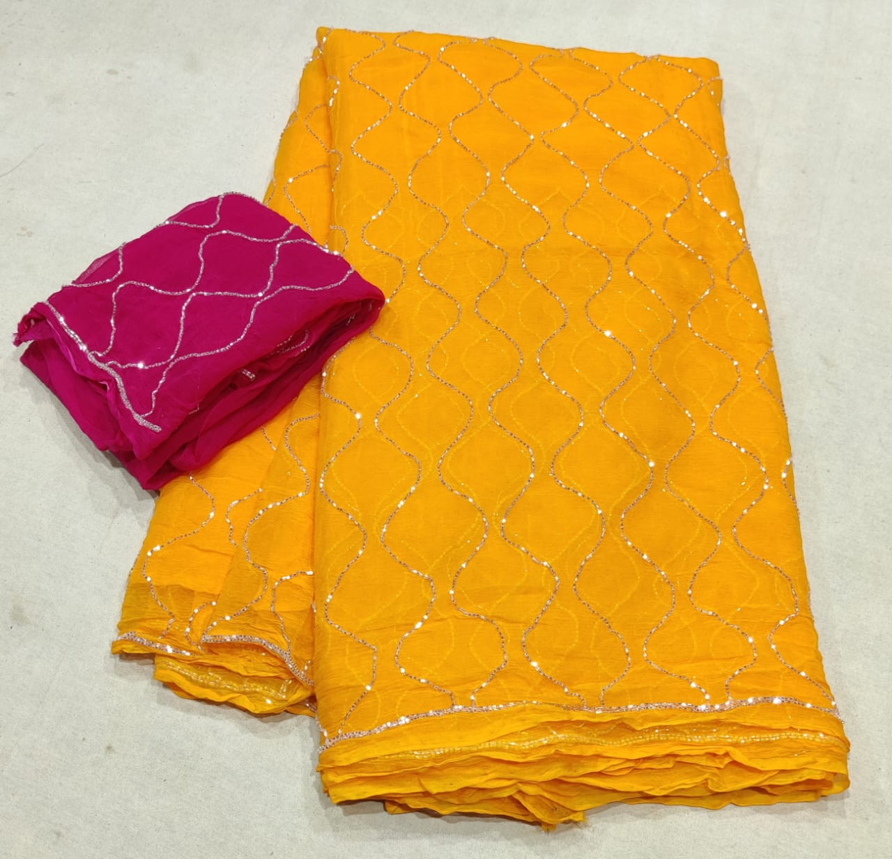 Chiffon saree with jaal handwork