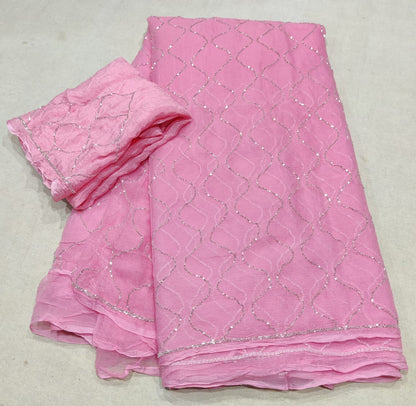 Chiffon saree with jaal handwork