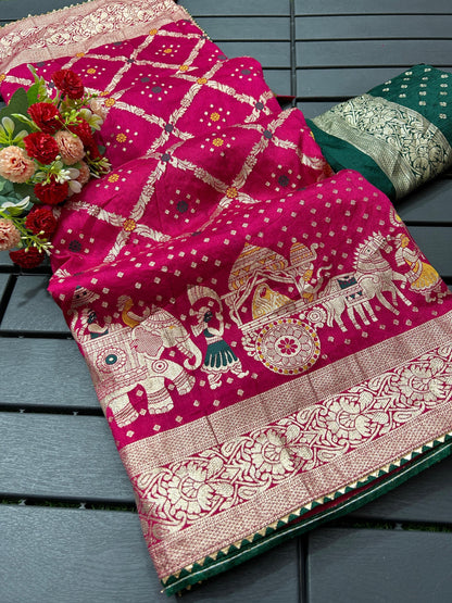 Dola fabric with beautiful meenakari zari