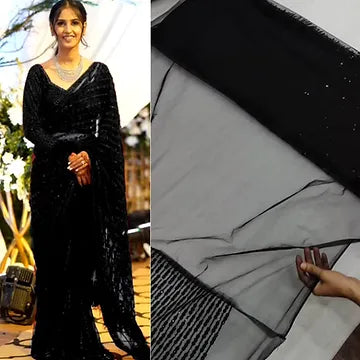 Black net saree