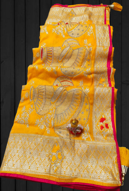 Dola Silk with sirowski work