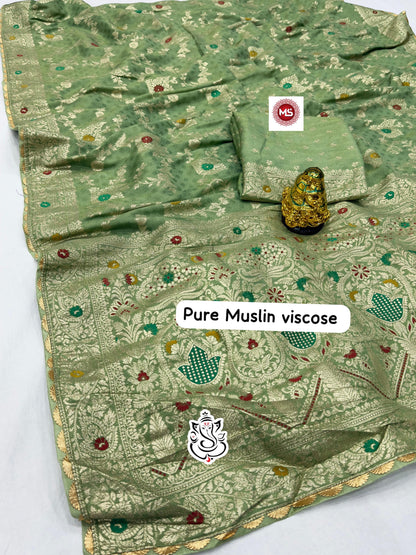 MUSLIN VISCOSE SAREE