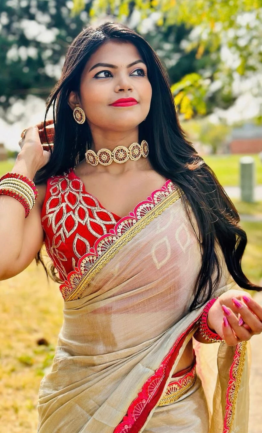 Golden Tissue Soft saree