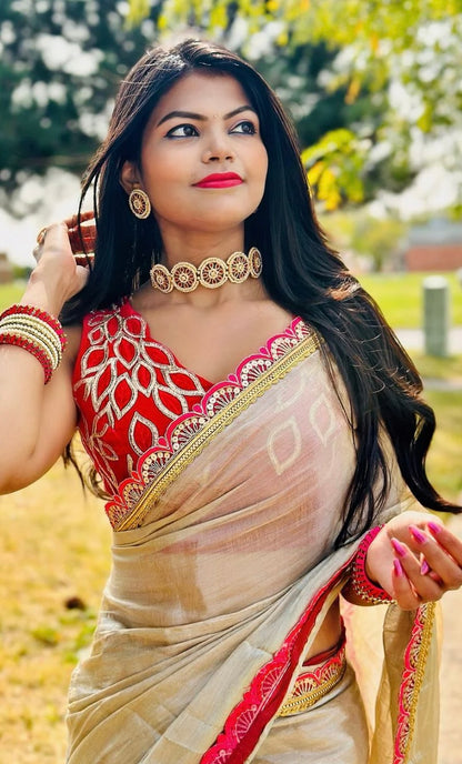Golden Tissue Soft saree