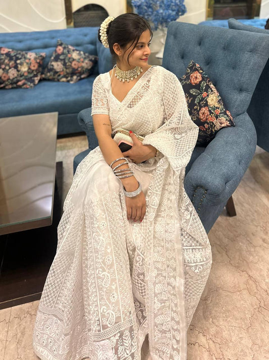 White Organza Saree