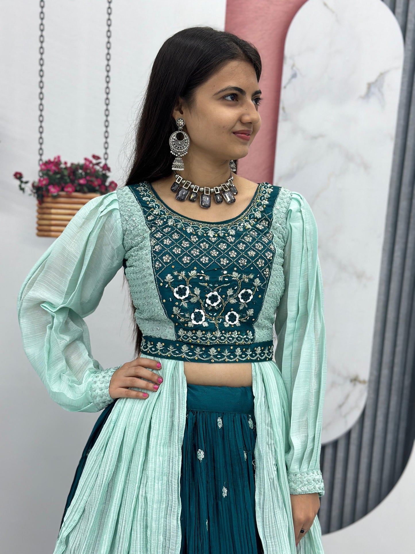 Chinnon Lehnga with crop top