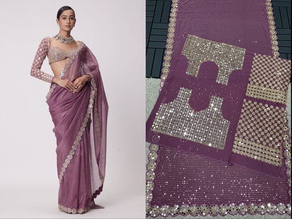 Mirror work saree