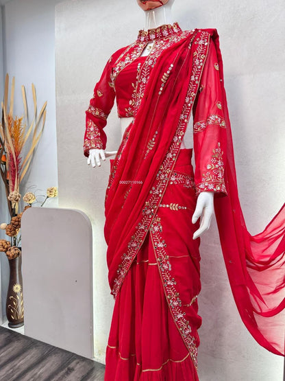 Lehnga Saree Georgette fabric