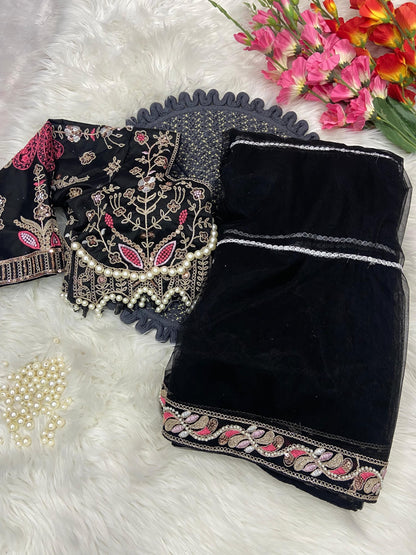 Premium Net Embellished With Beautiful Embroidery,Dori And Sequins