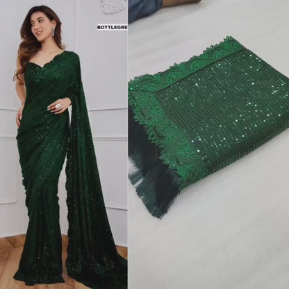 Georgette With Heavy 5MM Sequence Embrodery Work