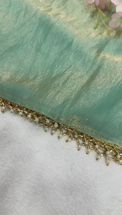 Fandy crush silk with fancy handwork lace