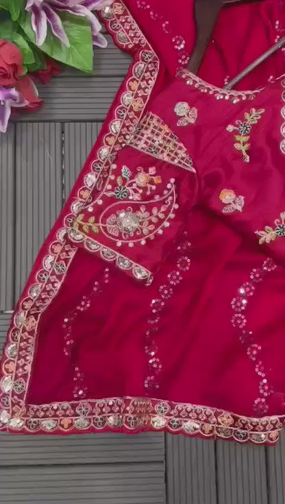 RANGOLI SILK FABRIC ON EMBROIDERY