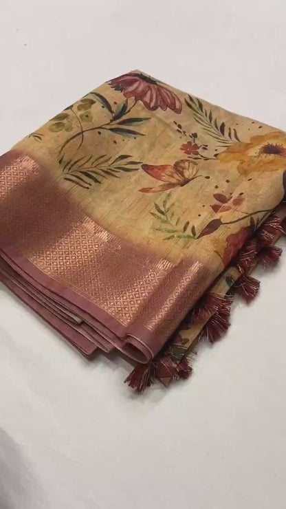 Tussar doby silk sarees with super weaved pallu